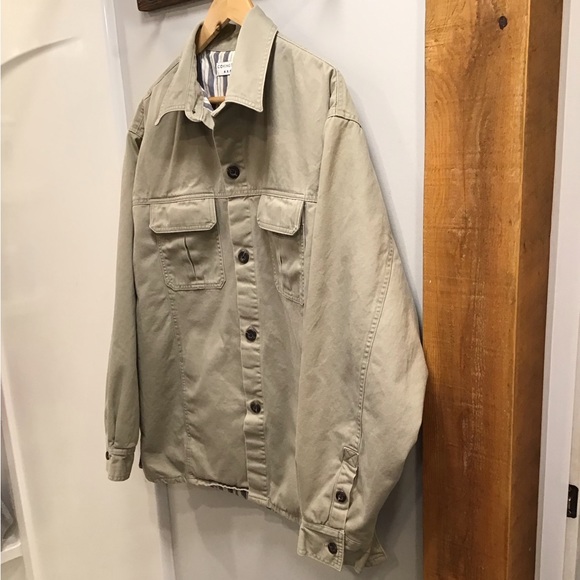 Vintage Mens Insulated Seersucker Shirt Jacket Size L Canvas Chore Barn Shacket - Picture 10 of 16